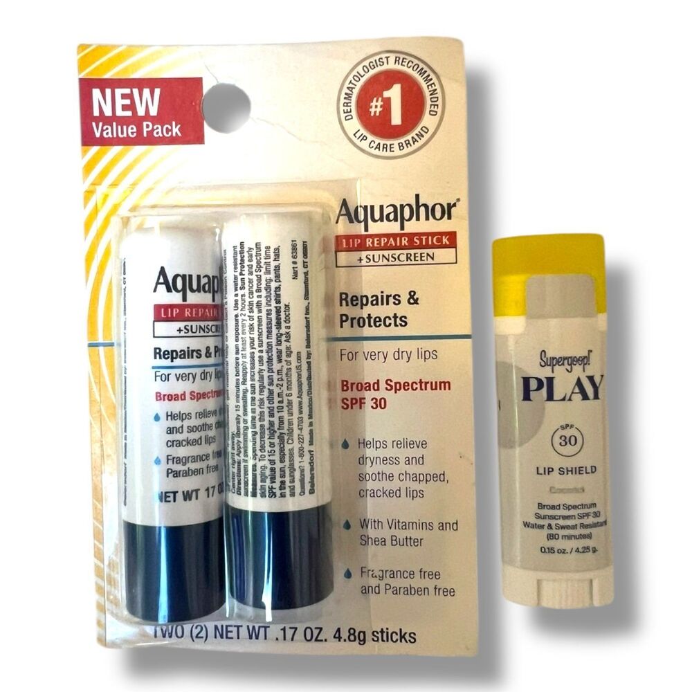 Supergoop! PLAY Lip Shield SPF 30 + Aquaphor Lip Repair Sticks with SPF 30 - Picture 5 of 8